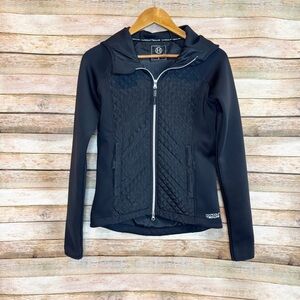 Harcour Techline Equestrian Black Quilted Hooded Zip Up Jacket Size Small